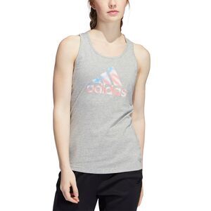 Adidas Womens Cotton Logo‎ Americana Tank Top Med Gray Size M
